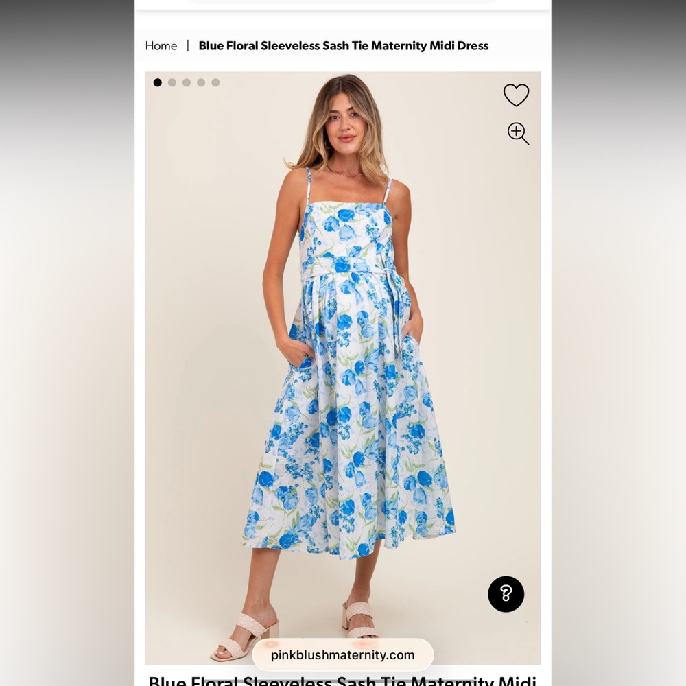 Floral Sleeveless Sash Tie Maternity Midi Dress